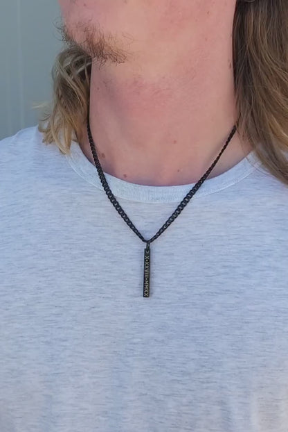 Vertical 3D Bar Necklace in Black