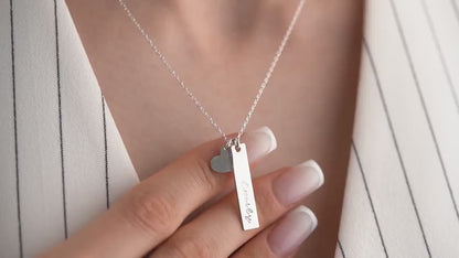 Personalized Bar and Heart Necklace