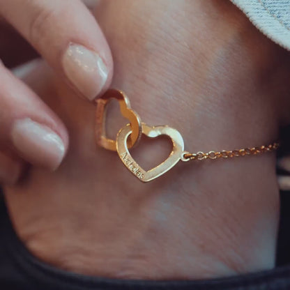 Interlocking Double Heart Bracelet in Gold