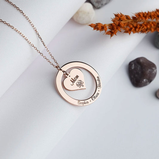 Personalized Protected Heart Name Necklace In Rose Gold