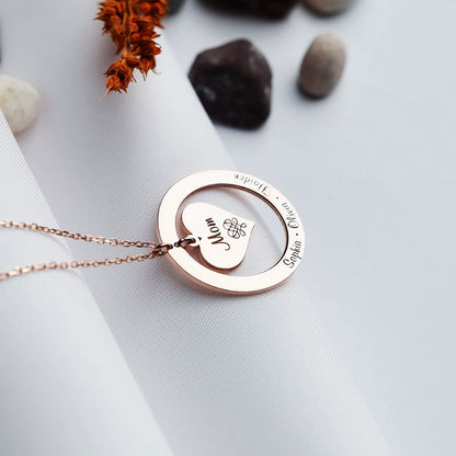 Personalized Protected Heart Name Necklace In Silver