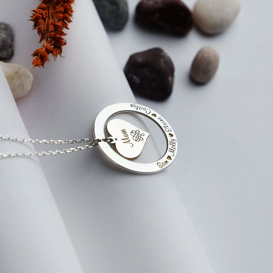 Personalized Protected Heart Name Necklace In Silver