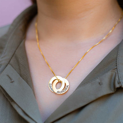 Interlocking Russian Rings Necklace in Gold