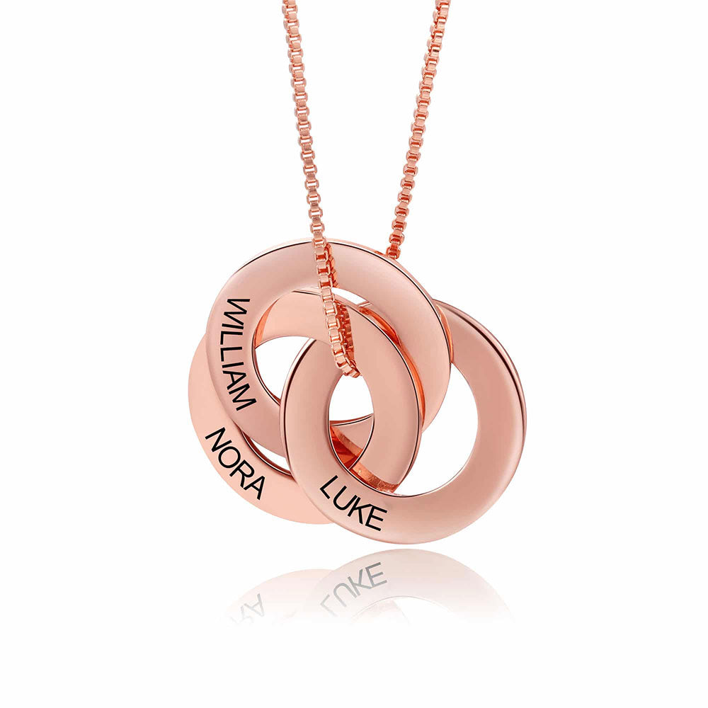 Interlocking Russian Rings Necklace in Rose Gold