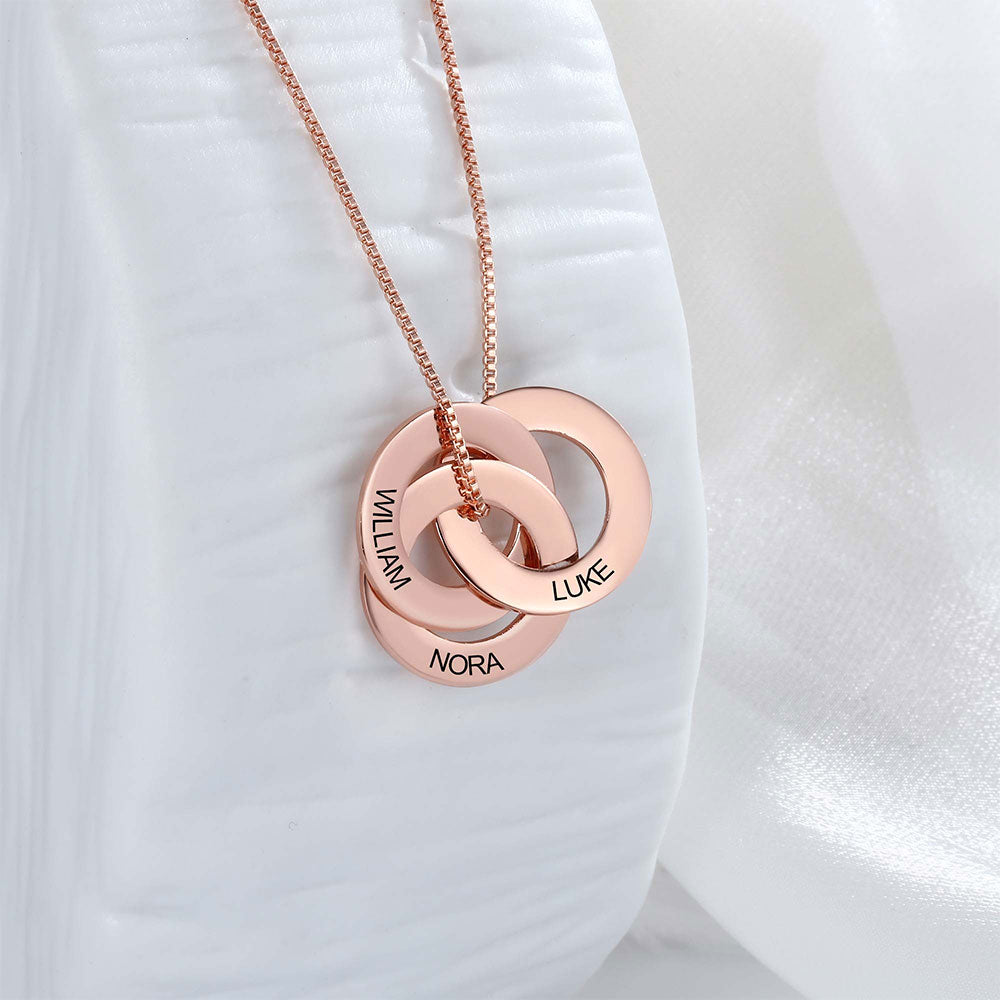 Interlocking Russian Rings Necklace in Rose Gold