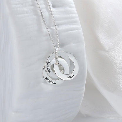 Interlocking Russian Rings Necklace in Silver