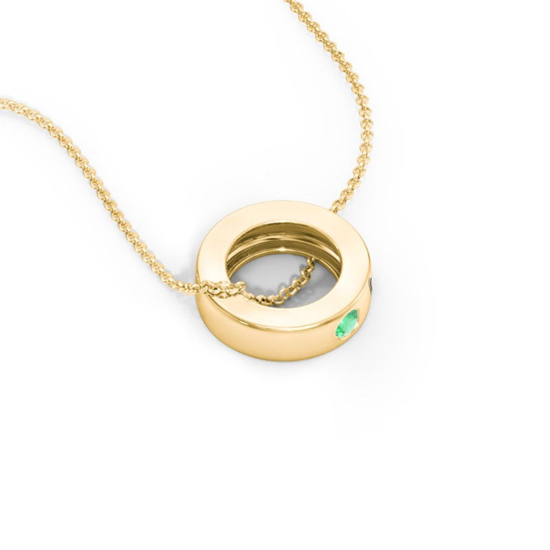 Stacking Ring Charm Necklace with Birthstone