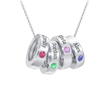 Stacking Ring Charm Necklace with Birthstone